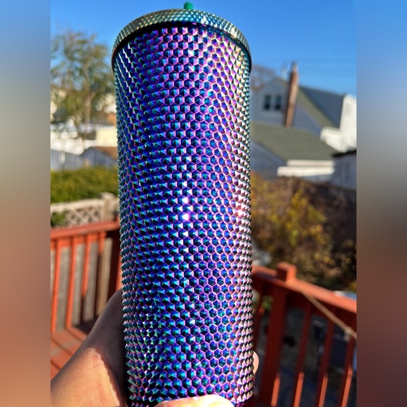 Starbucks Inspired 24oz Metallic Oil Slick Studded Tumbler - Picture 8 of 9
